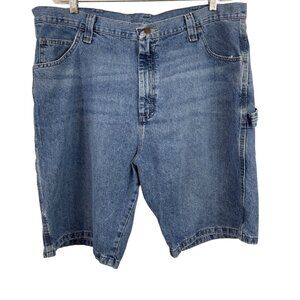 Wrangler Carpenter Shorts Blue Mens 40x10 Utility Work Med Wash Denim
